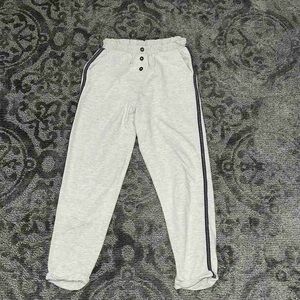 Women's Gray Jogger Pants with Button Detail